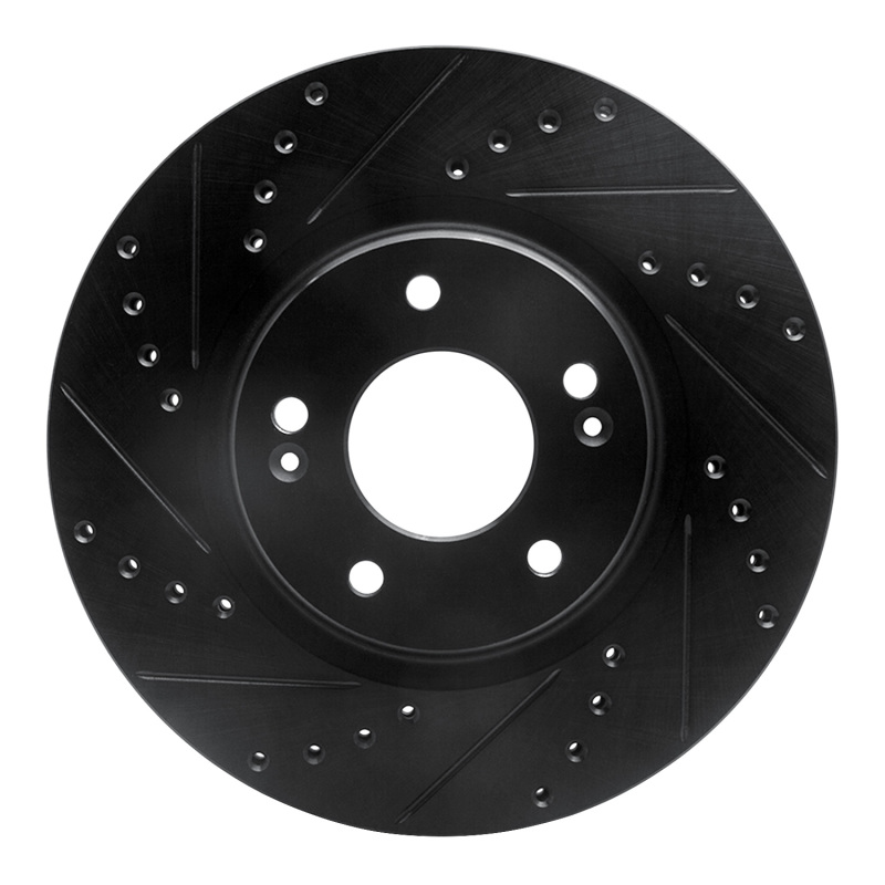 Hyundai Kona Brake Rotor (1) - Front Left - R1 Concepts - Drilled & Slotted - Black - `20-`25
